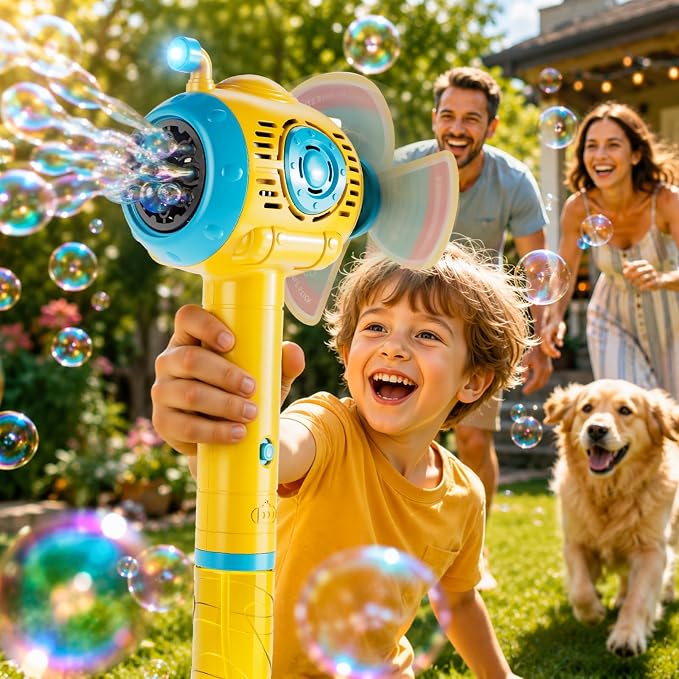Lucky Doug Bubble Gun, Bubble Machine Gun for Kids Toddlers with Rich Bubbles, Bubble Guns for Kids with 360° Leak-Proof Design, Auto Bubble Gun for Toddlers Children Backyard Outdoor Camping