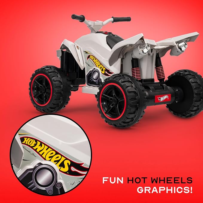 Hot Wheels - 12V ATV Ride On Toy for Kids, LED Headlights, Battery Powered