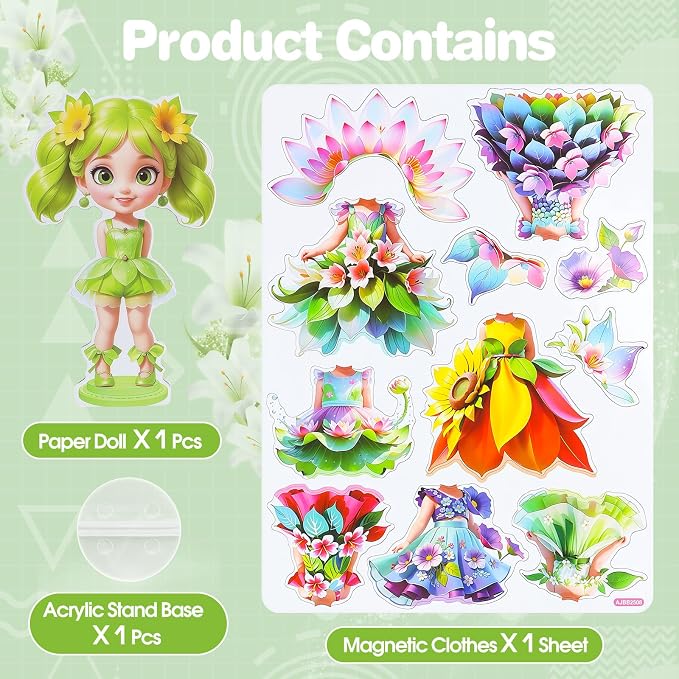PainZieteg Magnetic Dress Up Dolls,Paper Dolls for Girls, Kids DIY Princess Magnetic Dress-Up Doll for Girl Birthday (Summer Fairy)