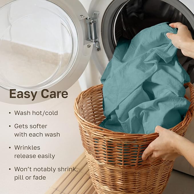 California Design Den Soft 100% Cotton Sheets Twin Size Set, 400 Thread Count Good Housekeeping Award Winner, Silky Smooth Sateen Weave, Durable Cotton Bed Sheet Set - Teal