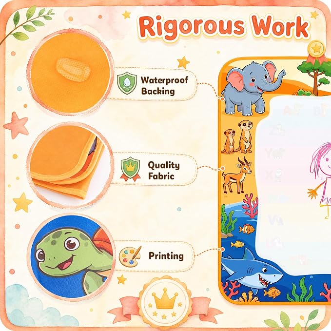 Water Doodle Mat: Toddlers Coloring Drawing Mat Kids Educational Learing Toys for Age 3 4 5 6 7 8 Year Old Boys Girls Gifts - Indoor Outdoor Play Mat Games Activity Holiday Christmas Birthday Gifts