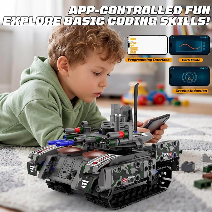 5-in-1 STEM Robot Building Kit, 389Pcs Remote Control & APP Controlled DIY Robot Toys, Educational Science Building Blocks, for Kids Boys Girls Ages 8-14