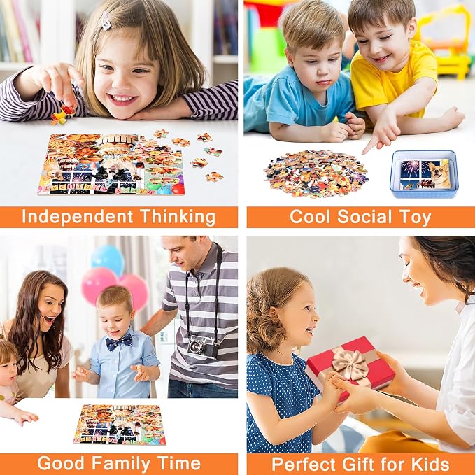 MZZOTOY Dog Birthday Party Puzzle for Kids Ages 4-8, 100 Pieces Jigsaw Puzzles for Kids Ages 3-5， Learning Educational Puzzles Toys Great Gift for Boys Girls in a Metal Box