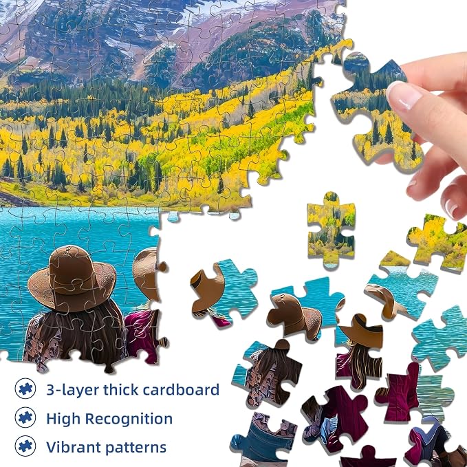 Autumn Mountain Lake Puzzles for Adults 1000 Pieces,Challenging Jigsaw Puzzles for Adults,Difficult Impossible Puzzle for Family Game Night,Puzzle with Letters on Back,Recycled Paper Jigsaw Puzzle
