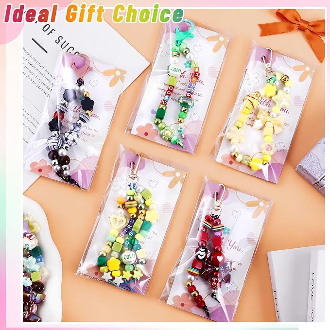 TOHONGADON 883 PCS Bead Keychain Making Kit, Colorful Bead Keychain Kits, DIY Bag Charm Kit, with Video Manual Gift Bags, Perfect for Gifts Party Festival Family Activity