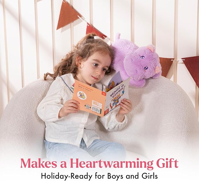 Lilly's Love Heatable & Coolable Lavender Scented Weighted Stuffed Animal - Microwavable Heatable Pad for Kids & Adults - Machine Washable Plushie - Calming Stuffed Animal for Anxiety - Hippo