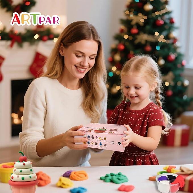 ARTPAR Air Dry Clay Kit,12 Desserts Modeling Magic Clay for Kids Sculpting Set, Ultra-Light & Soft, Safe and Non-Sticky | DIY Art & Crafts Fun Kitchen Toys, Home Party Favors for Boys & Girls