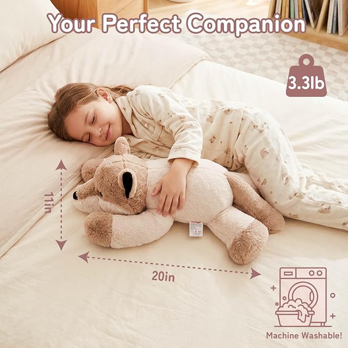 Niuniu Daddy 20" | 3.3lb Wolf Weighted Stuffed Animals for Kids & Adults, Weighted Plushies Pillow for Sleeping, Cute Lying Toy Large Huggable Gift for Everyday Comfort