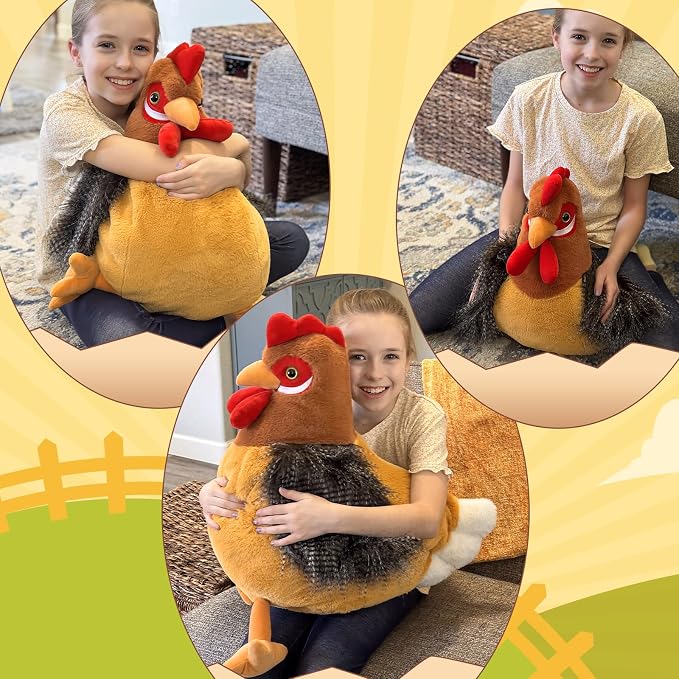 BENINY Giant Chicken Stuffed Animal, Realistic Jumbo Hen Plush Toy, 25.5" Cute Stuffed Rooster for Kids Girls Boys on Easter Christmas Birthday, Soft Farm Stuffed Animals Gift