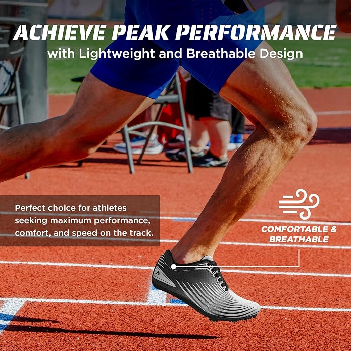RUNIC Track & Field Shoes for Men, Women & Kids – Pro Running Spikes for Sprint, Race & Training – 7 Spikes + Extra Spikes & Wrench (US Men Size)