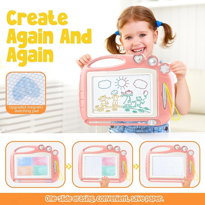 Magnetic Drawing Board, Toddler Toys for Age 1 2 3 Boys Girls, Toddler Drawing Board, Birthday Easter Christmas Halloween Kids Toy Gifts for Boys and Girls