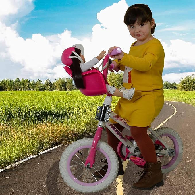 Doll Bike Seat Carrier for Baby Doll and 18 Inch Dolls with Doll Helmet. No Tools Required Bicycle and Scooters seat Accessories for Dolls