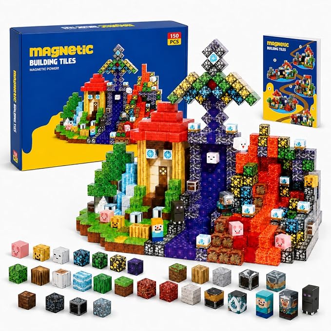 AuroraSynth 150PCS Magnetic Blocks - 0.8 Inches Magnetic Building Blocks Cubes, Magnet Toys for Kids, Stacking Construction Magnets, School STEM Toys for Boys & Girls Ages 3+