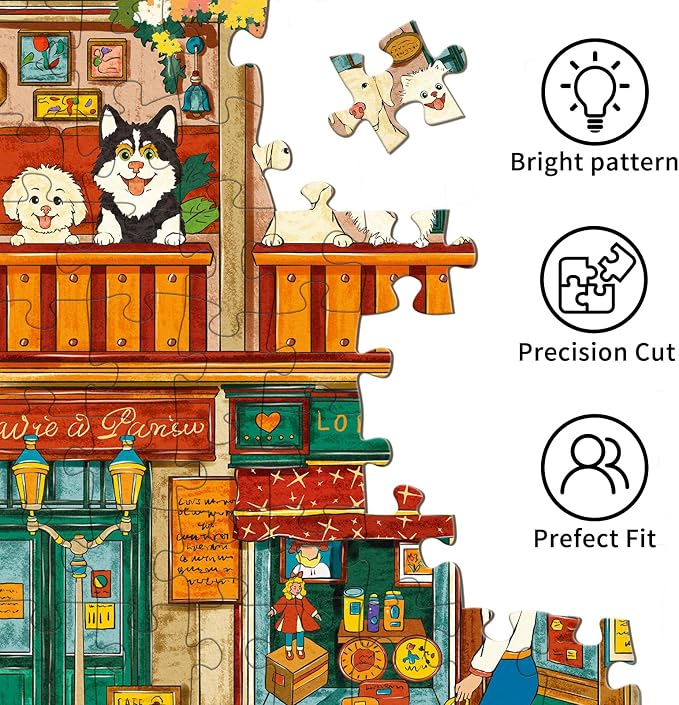 Puzzles for Adults 1000 Pieces, Jigsaw Puzzle for Adults, Fun Challenging Puzzle, Cozy Coffee Shop Puzzles Game, Interlock Perfectly No Dust, Gifts for Easter Mother’s Day