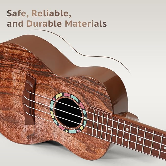 Raimy Kids Guitar Ukulele - 21in Ukulele Guitar Toys for Kids Ages 3 4 5 6 7+ Year Old Boys Girls Simulated Sound Quality Music Instruments Learning Education (Mahogany)