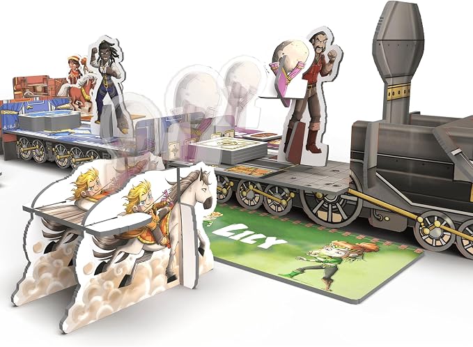 Ludonate: Kids Express - Cooperative Board Game, 3D Train, Flick Projectiles to Hit Bandits, Kids Version of Colt Express, Age 5+, 1-4 Players, 15 Min
