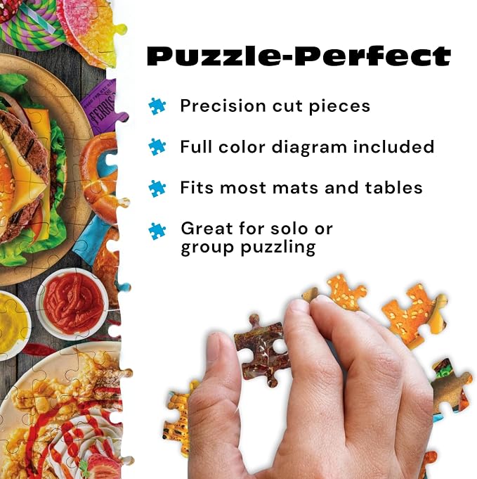 Buffalo Games Lars Stewart Fun Fair Food 1000 Piece Jigsaw Puzzle - Cardboard, Rectangular, 26.75 x 19.75 in - Puzzles for Adults - Full-Color Reference Poster - Precision-Cut Pieces