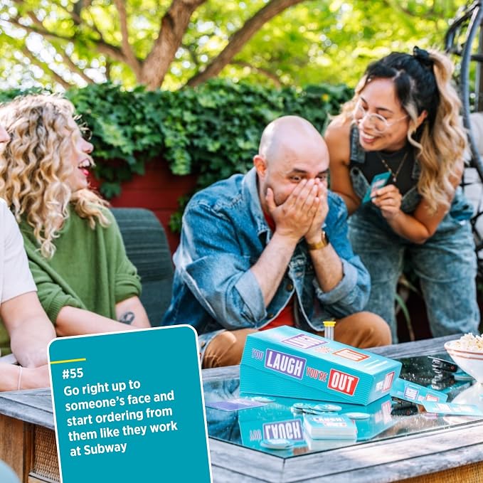 You Laugh You're Out [A Party Game with Hilarious Charades Family Card Games for Adults & Teens | Great Birthday Gift | 125 Prompt Cards Fun for Family Game Nights & Parties | Ages 14+]