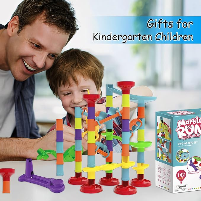 Blacka Marble Run Set Maze Race Building Blocks Marbles for Kids Ages 4 5 6 7 8 9 10+ Girls Boys Toys STEM Educational Birthday Gift Festival Present,A880,Large