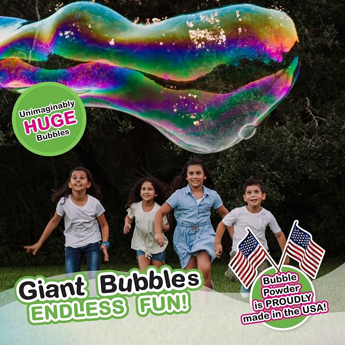 WOWmazing Giant Bubble Powder Kit: Include Large Bubble Wand and 3 Packet of Big Bubble Powder (Makes 3 Gallons) | Outdoor Toy for Kids, Boys, Girls | Powder Made in USA