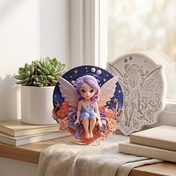 Flower Fairy Polymer Clay Molds Butterfly Fairy Silicone Mold for Epoxy Resin Casting DIY Crafts Air Dry Polymer Crafts Supplies Clay Tools