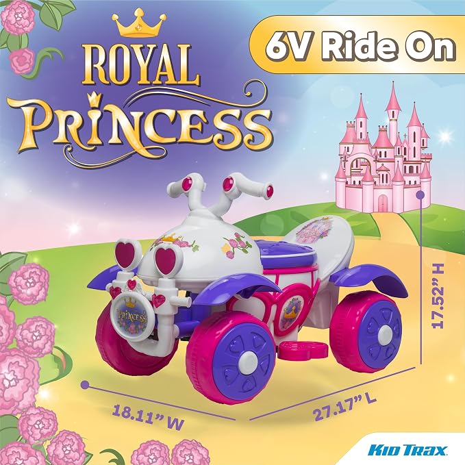 Kid Trax Royal Princess 6V Toddlers, Kids Ride On Toys - Toddler Girl Toys, Outdoor and Indoor, Electric Car for Kids to Drive, Easy Assembly, Gift for Toddlers, Max Weight of 44lbs, 18-30 Months Old