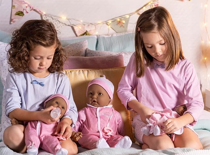 La Baby Hispanic 20-inch Small Soft Body Baby Doll | JC Toys - La Baby | Washable |Removable Pink and White w/Hat, Pacifier & Magic Bottle | for Children 12 Months +