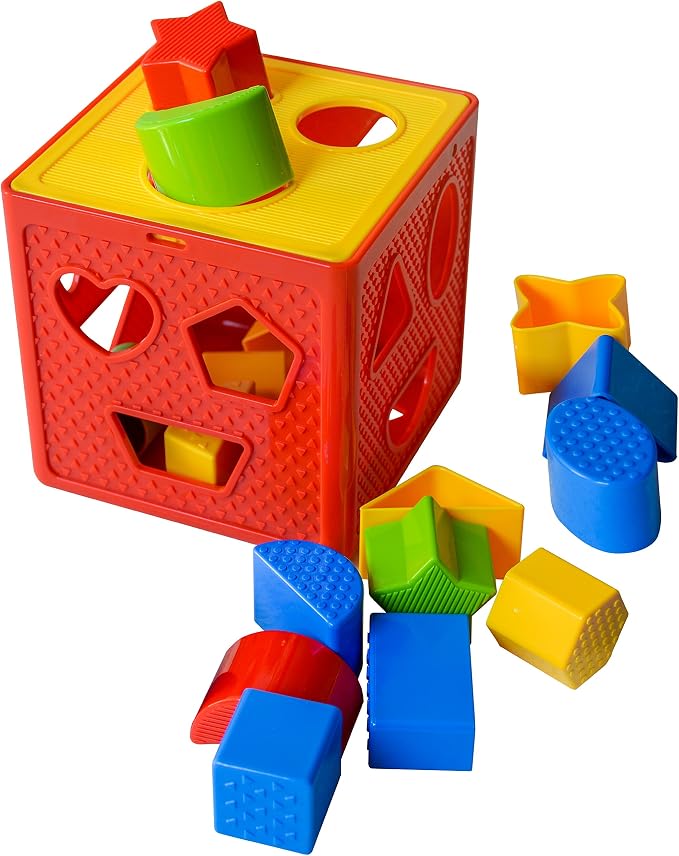 Play22 Baby Blocks Shape Sorter Toy - Childrens Blocks Includes 18 Shapes - Learning Color Recognition - Colorful Sorter Cube Box - My First Baby Toys - Toys Gift for Boys & Girls