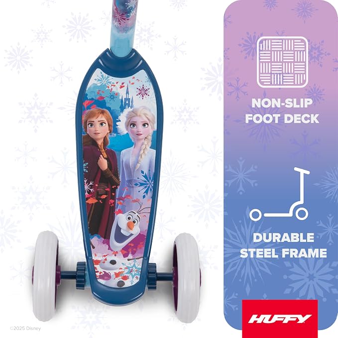Huffy Toddler 3-Wheel Scooter for Kids, Multiple Colors & Licensed Character Graphics, Ages 3+, Durable Steel Frame, Wide Non-Slip Deck, Stable Lean-to-Steer Design, Light-Up Options, Girls/Boys