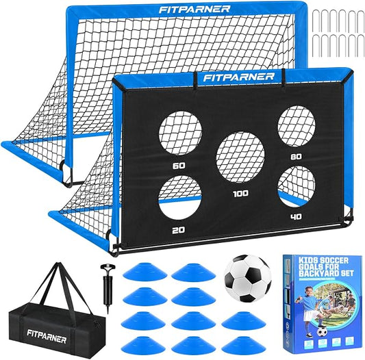 Soccer Goal,Backyard Soccer Goals for Kids 2 Pack,4x3/6x4 FT Portable Toddler Soccer Nets with Target,Ball & Cones,Soccer Training Equipment for Kids Youth Outdoor Games,Sports,Play