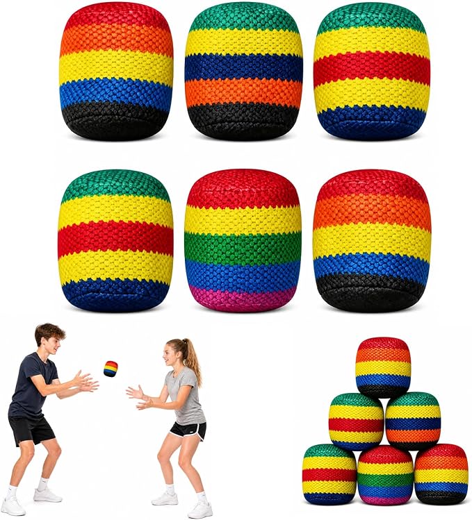 2026 New Upgraded Footbag, Colorful Footbag for Adults, Beginners, Durable Juggling Balls for Style Games, Tricks, Outdoor Games, Portable Kick Balls 6 Packs