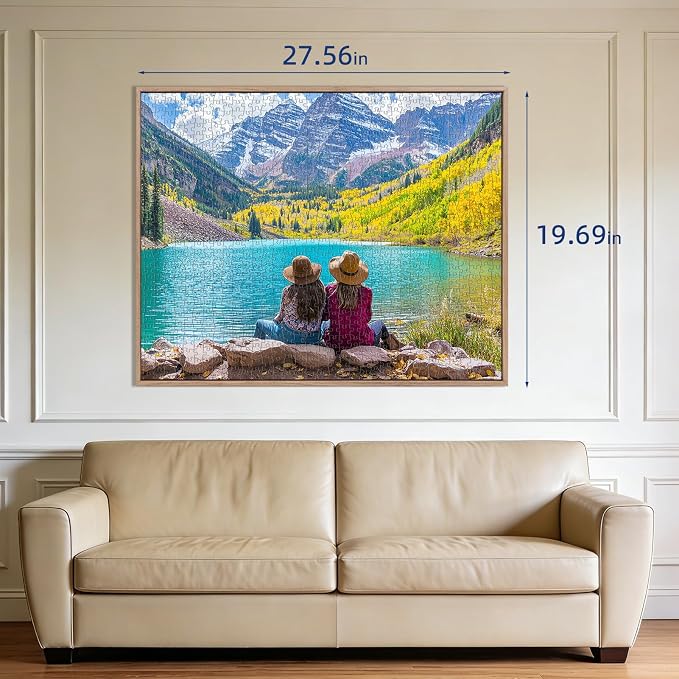 Autumn Mountain Lake Puzzles for Adults 1000 Pieces,Challenging Jigsaw Puzzles for Adults,Difficult Impossible Puzzle for Family Game Night,Puzzle with Letters on Back,Recycled Paper Jigsaw Puzzle