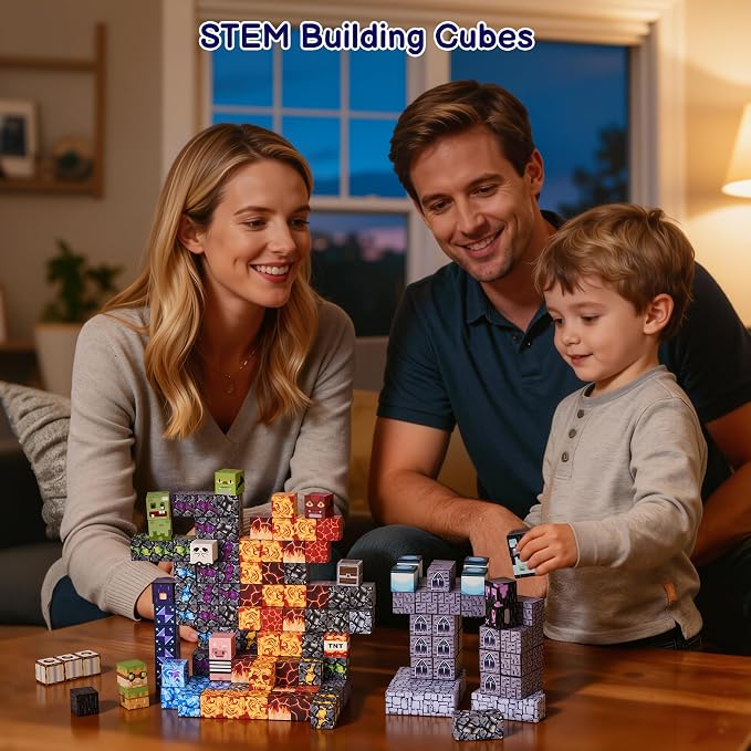 200PCS Magnetic Blocks, Magnetic Building Blocks Cubes Tiles, STEM Educational Stacking Magnets School Game Toys for Kid Ages 3 4 5 6 7 8 9 10 11 Birthday Party Supplies Gifts for Boys and Girls