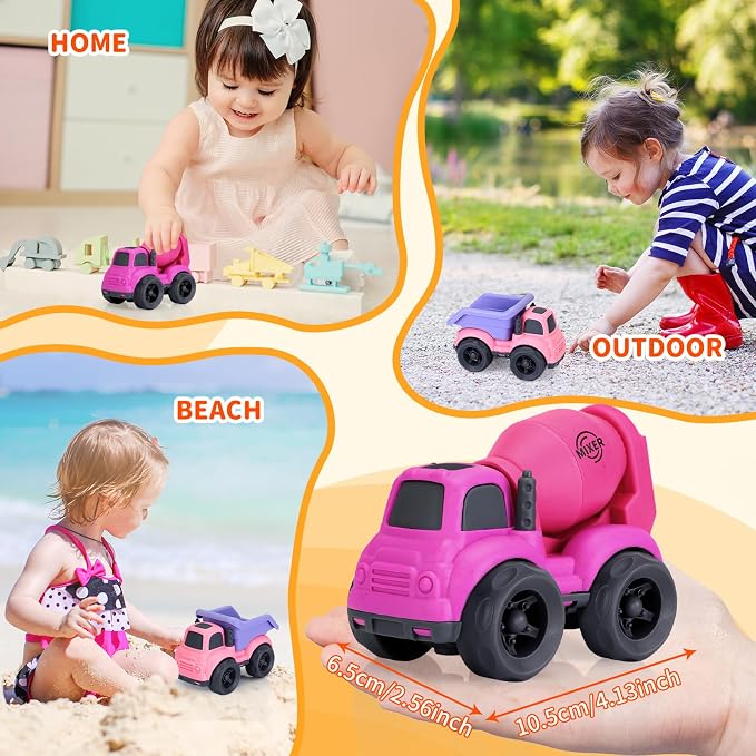 Toddler Toys for 2 Year Old Girl, Dump Truck Toys and Mixer Cement, BPA Free, Phthalates Free, PVC, Outdoor Toys for Toddlers 2-3, Ideal Toy Cars for 2 3 4 Year Old Girls Christmas Birthday Gift