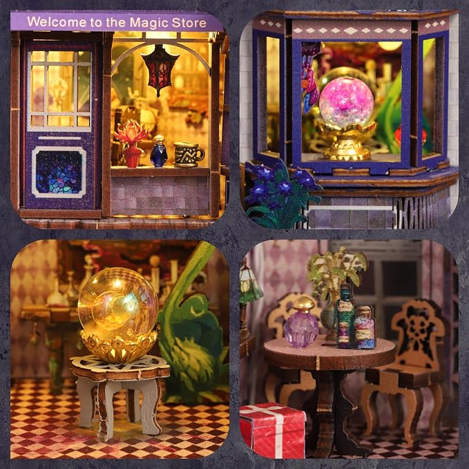 New DIY Magic Miniature House Kit, Enchanted Dollhouse Kit with LED Light, Mini House Building Kits for Adults to Build, Christmas Home Decorations Gifts for Friends