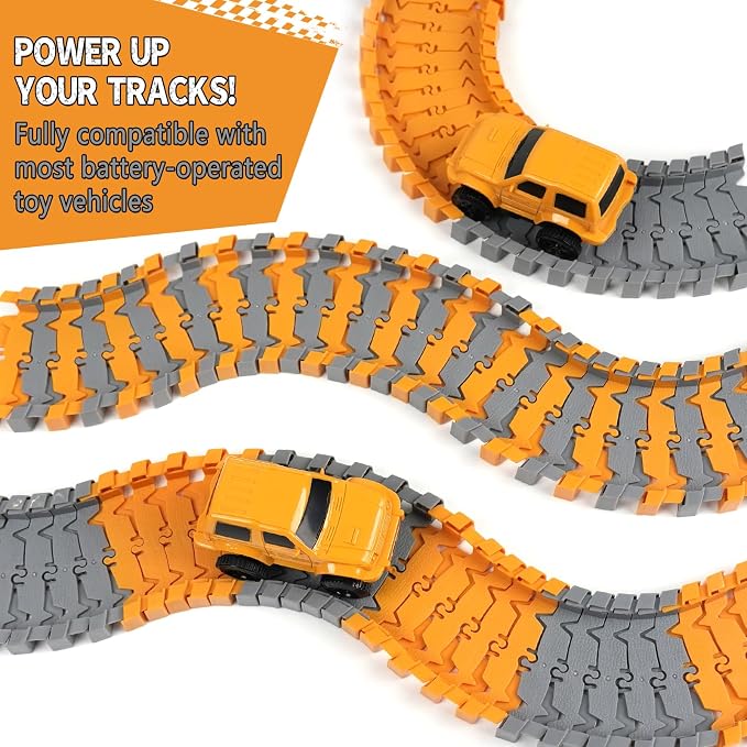 Magickidz Construction Track Expansion Kit for Kids - Birthday Gift for 3-5 5-7 Year Old Boys, 100 Pcs Add-On Creative Building Toy, Compatible with Most Flexible Engineering Track Sets
