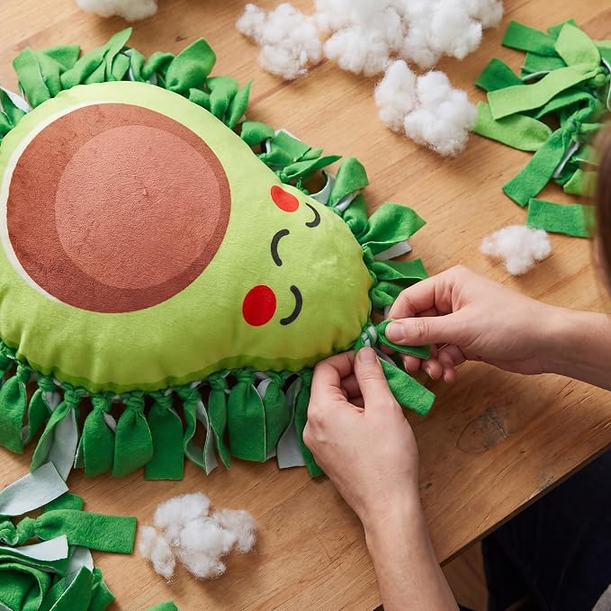 Weysat 6 Sets Avocado Tied Pillow Craft Kit DIY Avocado Shaped Pillow Craft Gifts with PP Cotton for Fruit Theme Halloween Christmas Party Decor Classroom Giveaways
