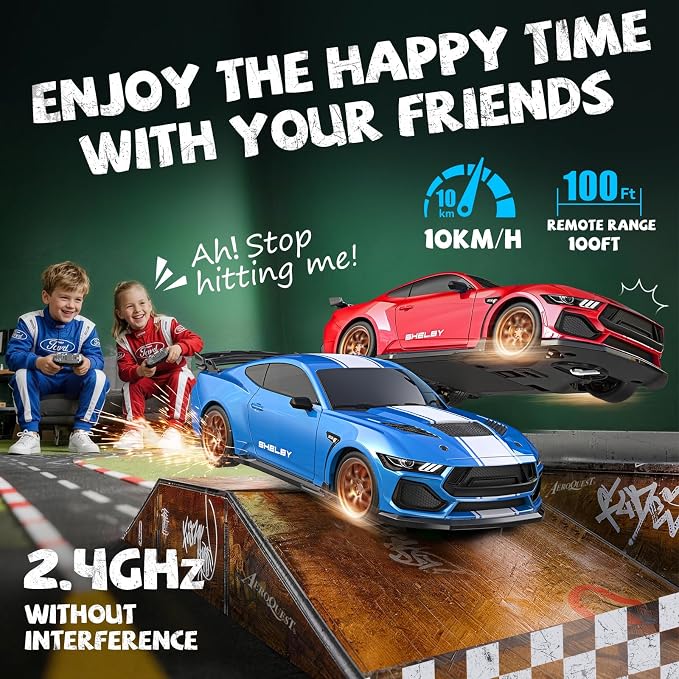 AEROQUEST Ford Remote Control Car,Officially Licensed Ford Shelby Super Snake,1:24 Scale Toy Car for Kids,Electric Sport Racing Hobby RC Cars,Birthday Gift for Boys and Girls（Blue）