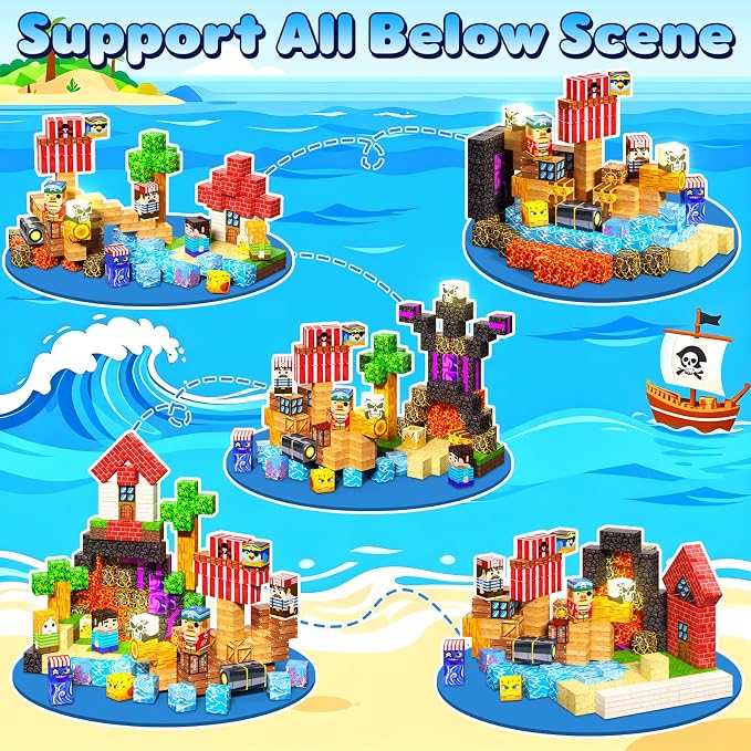 208PCS Magnetic Blocks, Magnetic Building Blocks, Magnetic Cubes for Kids 4-8, Sensory Toy for STEM Constructions Magnetic Blocks for Boys Girls Age 3+, Holiday Birthday Gifts