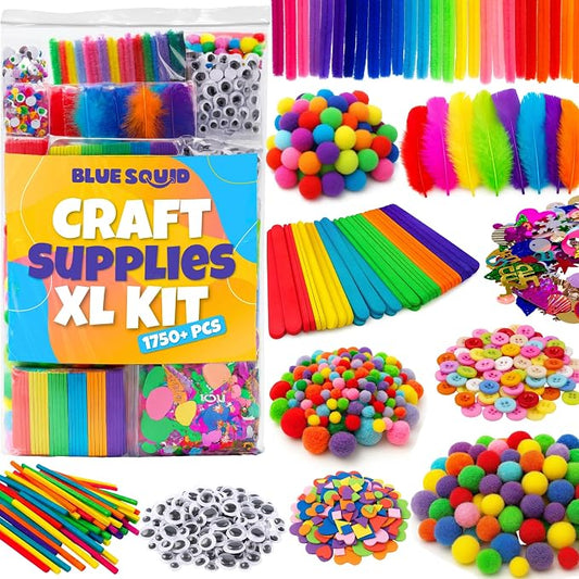 Blue Squid 1750+pcs Craft Kits for Kids, Ages 4-9 Girl Boys Gifts Arts and Crafts for Kids Craft Kits Toys for 4-9 Year Old Girls Boys Birthday Presents Gifts Crafts for 4-10 Year Olds