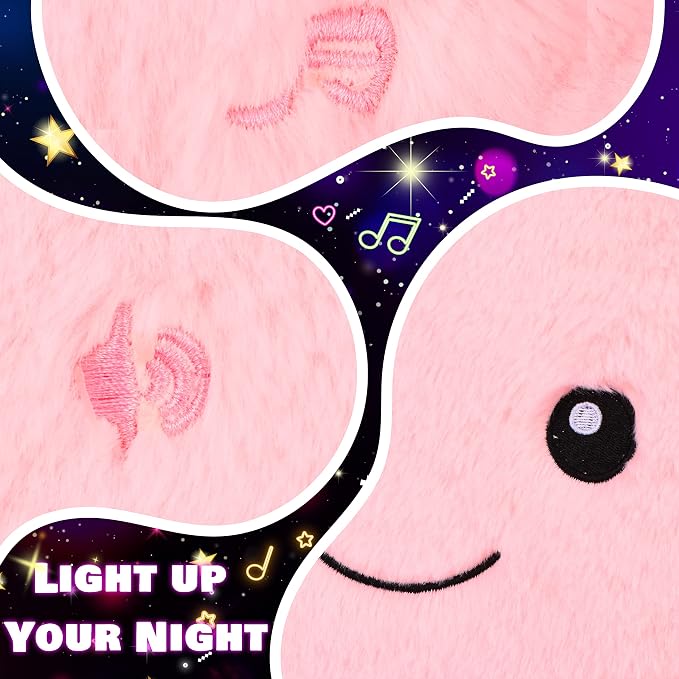 13" Musical Pink Star Plush Pillow Glowing Twinkle Night Light Stuffed Animal LED Toys Adjustable Volume Birthday for Girls Boys