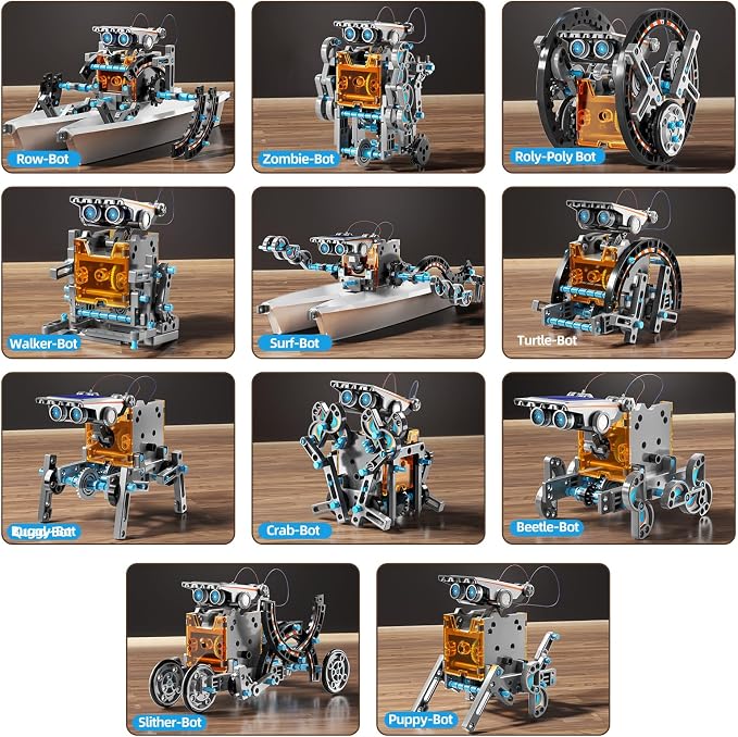 STEM Toys for Ages 8-13, Solar Powered Kits Toys Robotics for Kids Ages 8-12, Educational Building Science Experiment Kit, Boys Gifts for Kids 8 9 10 11 12 13 Years Learning Projects (Gray)