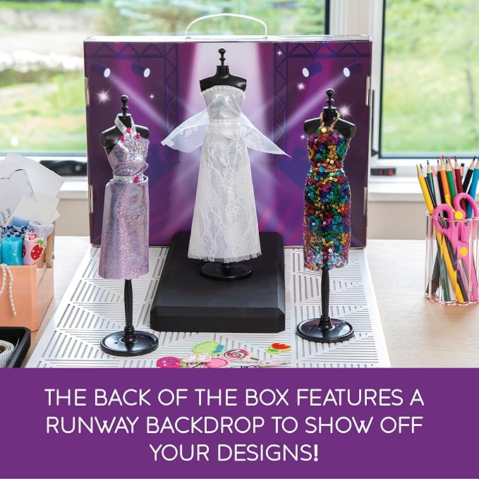 MindWare Fashion Designer Kits Ages 8+ - Run The Runway DIY Craft Kit for Girls - Creative Learning Activity for Kids - Design Dresses