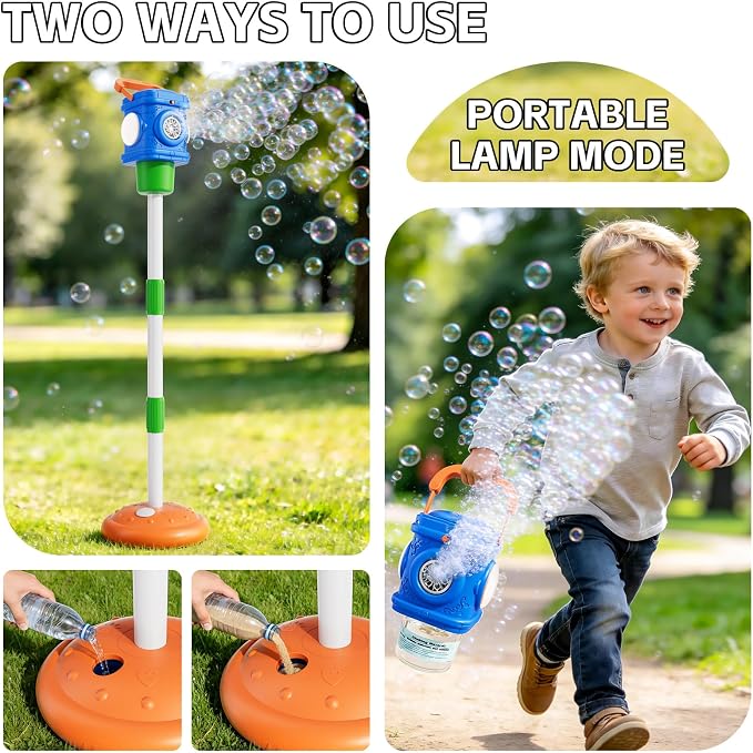 Bubble Machine for Kids, Remote Control Street Lamp Bubble Machine with Lights, Automatic Standing Bubble Tower, Outdoor Bubble Torch Toys for Wedding Summer Bubble Maker for Kids Ages 3 4 5 6 7 8 9