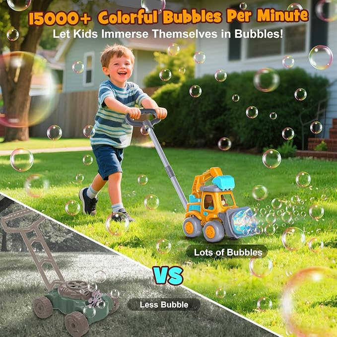 Nicmore Automatic Bubble Machine Toys for Toddlers: Portable Construction Truck Bubble Maker Blower Toys for 3 4 5 6 Year Old Boy Girl Kids Outdoor Toys for Easter Party Birthday
