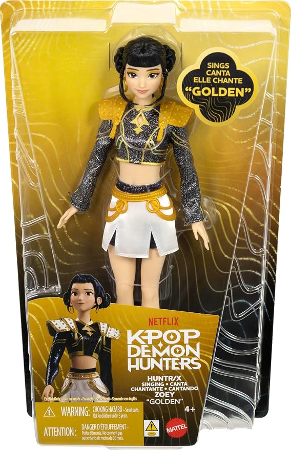 Mattel Kpop Demon Hunters HUNTR/X Zoey “Golden” Singing Doll in Removable Signature Outfit & 5 Posable Joints, Inspired by the Movie