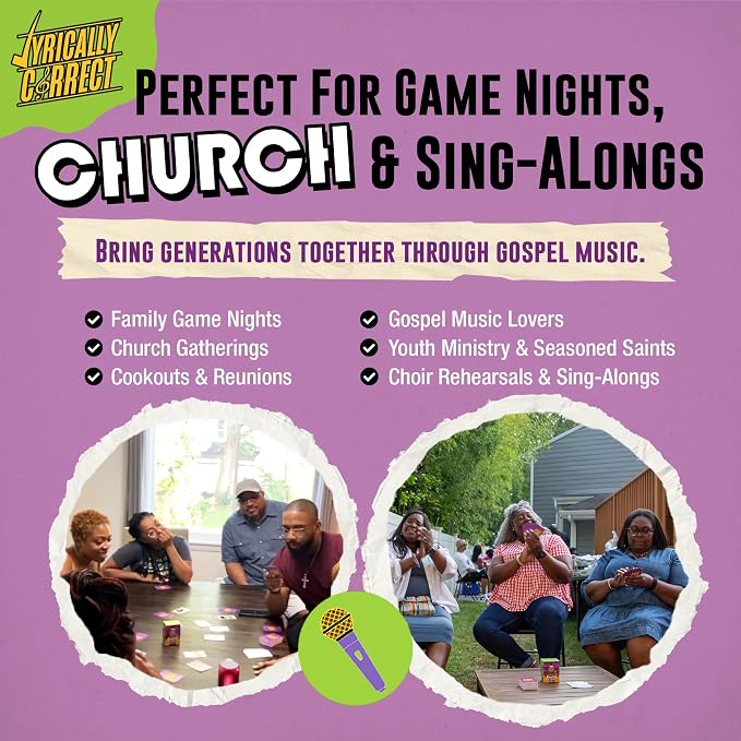 Lyrically Correct Revival: The Gospel Edition – Gospel Music Trivia Card Game for Adults & Families | Church Gatherings, Fellowship & Family Game Night