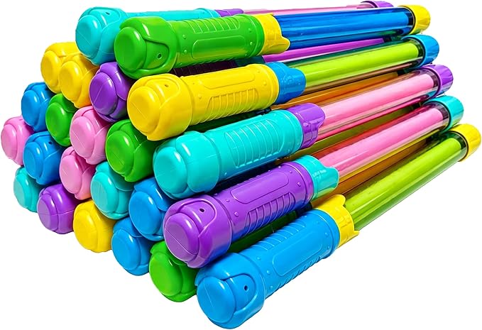 Water Gun Blasters for Kids & Adults: 24 Pack Bulk Water Squirter for Outdoor Swimming Pool Party, Backyard, Summer Beach, 12.6 Inch Water Shooter Toy Gift for Water Slide, Water Fighting Game