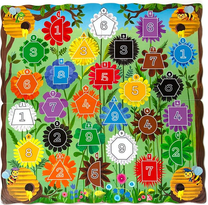 eeBoo: Bouncy Bees Board Game, Learn Colors Numbers and Shapes, Strategy Game for 2-4 Players, Screen-Free Fun, Kids Ages 3 and up