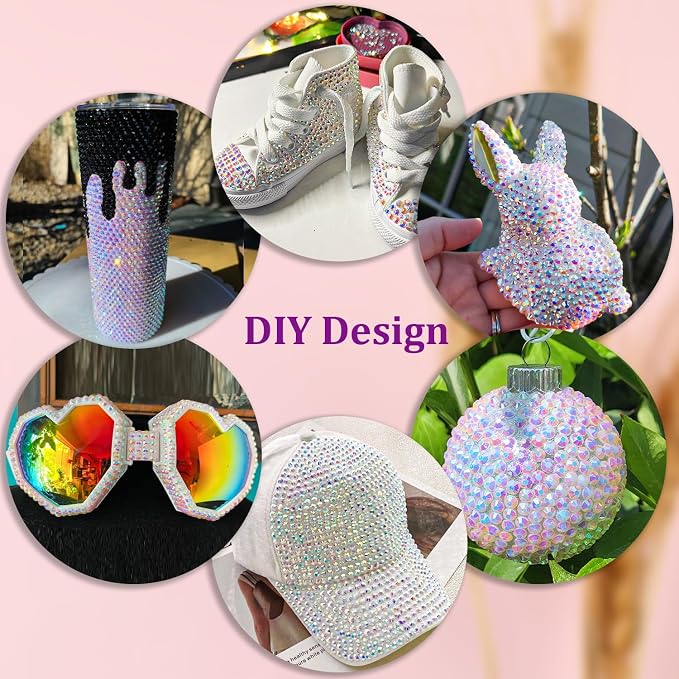 25000Pcs Resin Rhinestones for Crafting, White AB 2-6mm Mixed Sizes Non Hotfix Flatback Gems with 1Pcs Glue, Bedazzling Crystal for DIY Craft Clothing Mugs Tumblers Shoes Fabric Decor Nail Art
